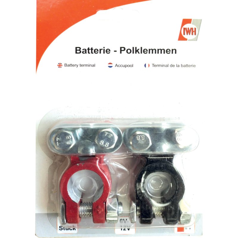 IWH Pinces de batterie set, colorées, 6-12 volts, 2 pièces